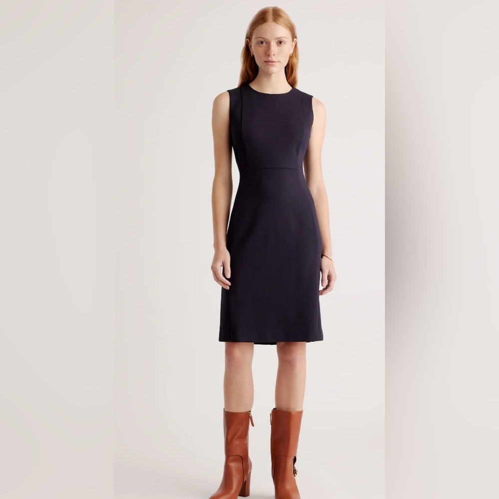 Quince Navy Sleeveless Sheath Dress